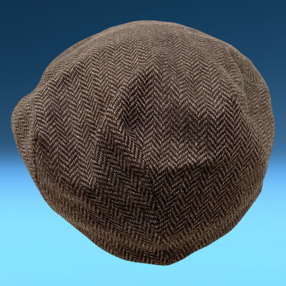 Bailey of Hollywood Flat Newsboy Cap Wool Sz L Brown Houndstooth Cabbie Italy - Picture 4 of 9